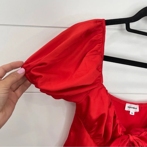Superdown Lesley Tie Front Top in Red XS - Picture 7 of 12